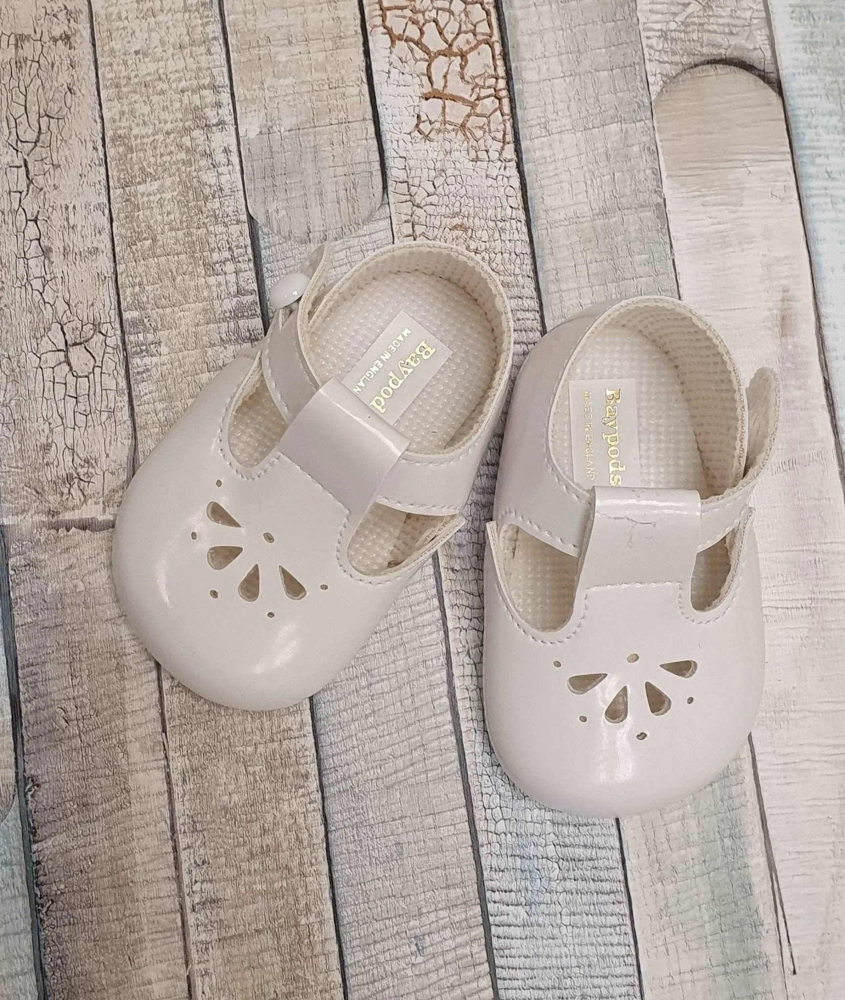 Baby White Petal Patent Shoe