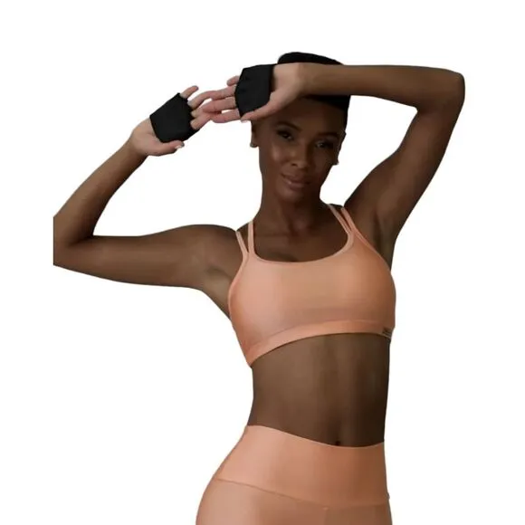 Cajubrasil Women's Size M Double Strap Sports Bra Peach Orange Padded New