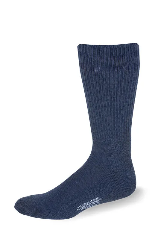 Cushioned Postal Blue with Navy Blue Stripes Crew Socks