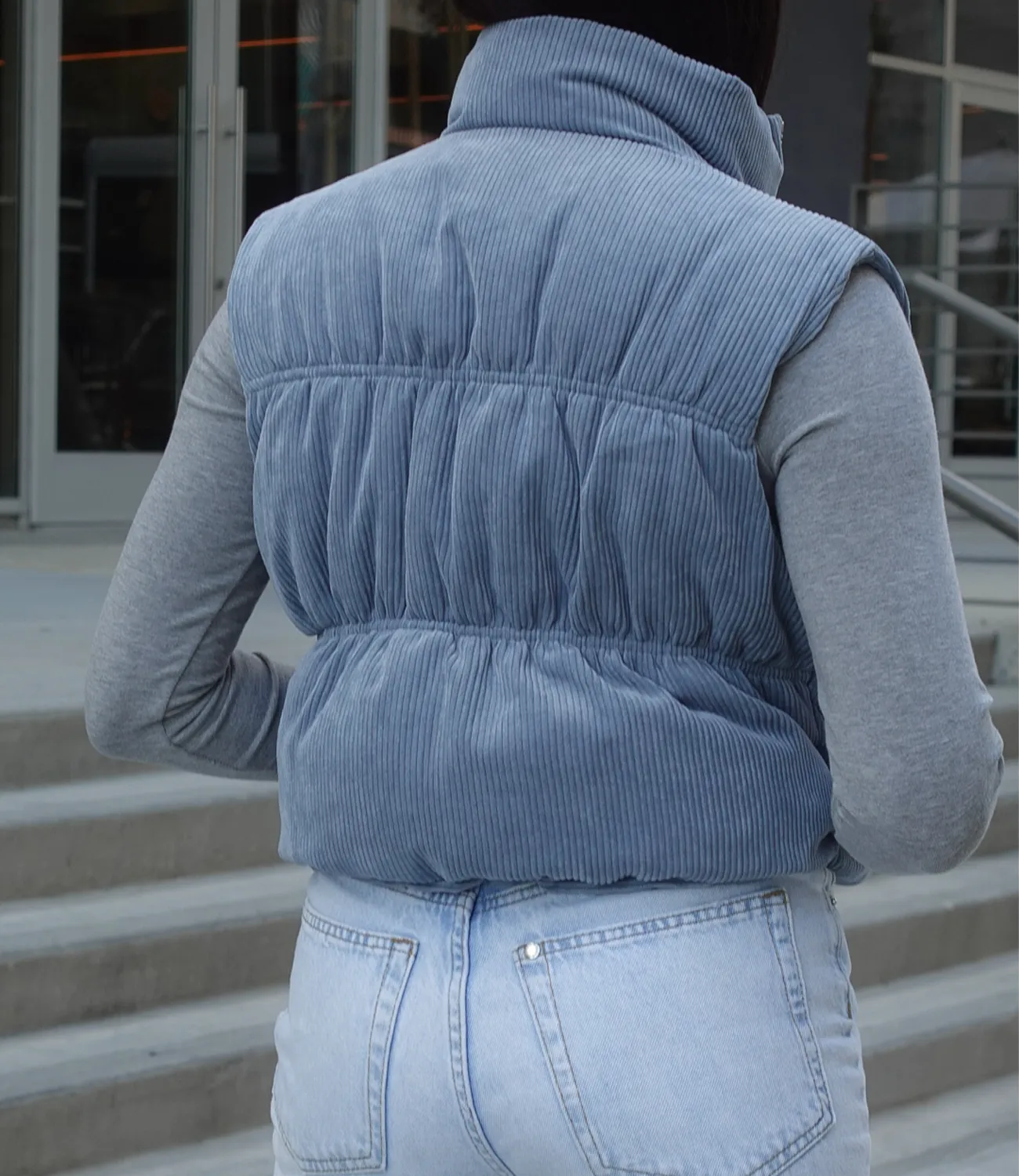 East Coast Corduroy Puffer Vest(Sky Blue)