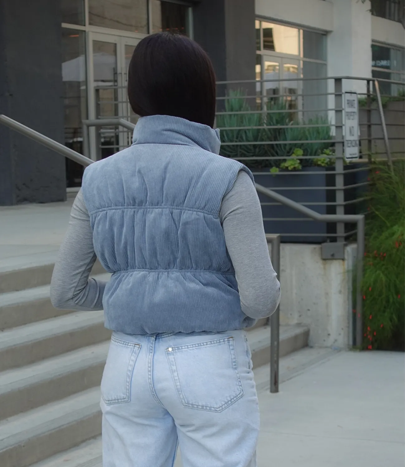 East Coast Corduroy Puffer Vest(Sky Blue)