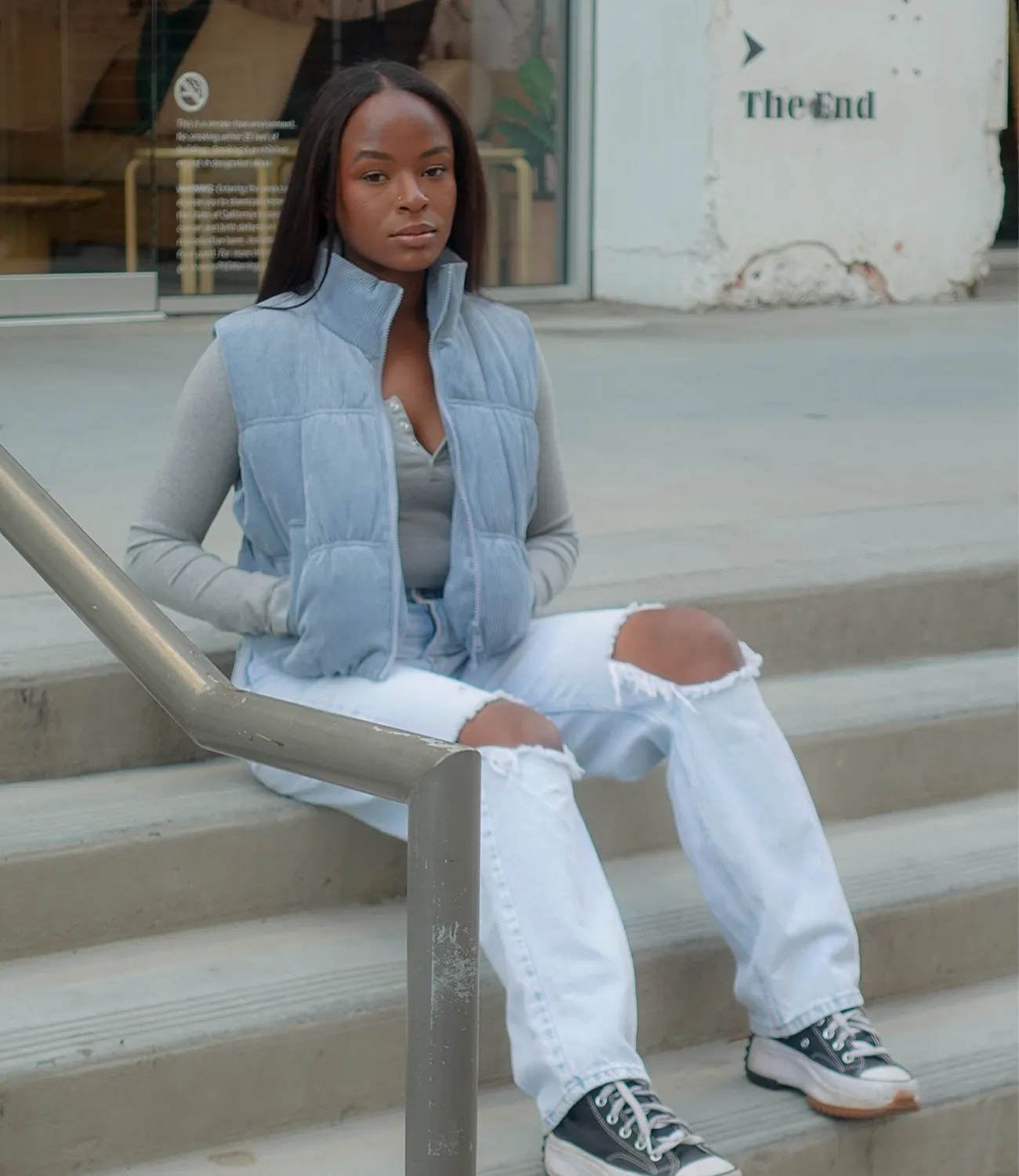 East Coast Corduroy Puffer Vest(Sky Blue)