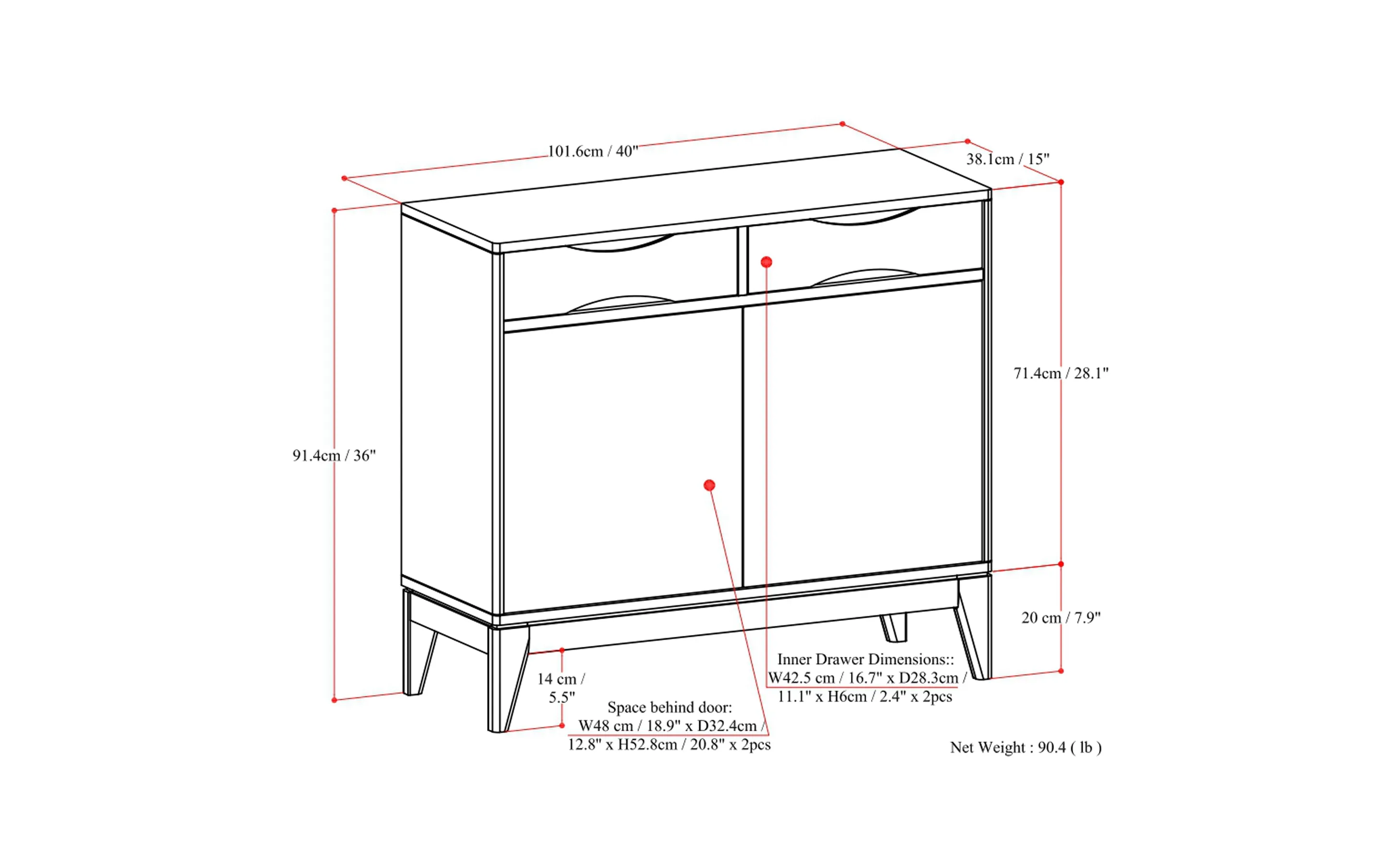 Harper 40 inch Storage Cabinet (Set of 2)