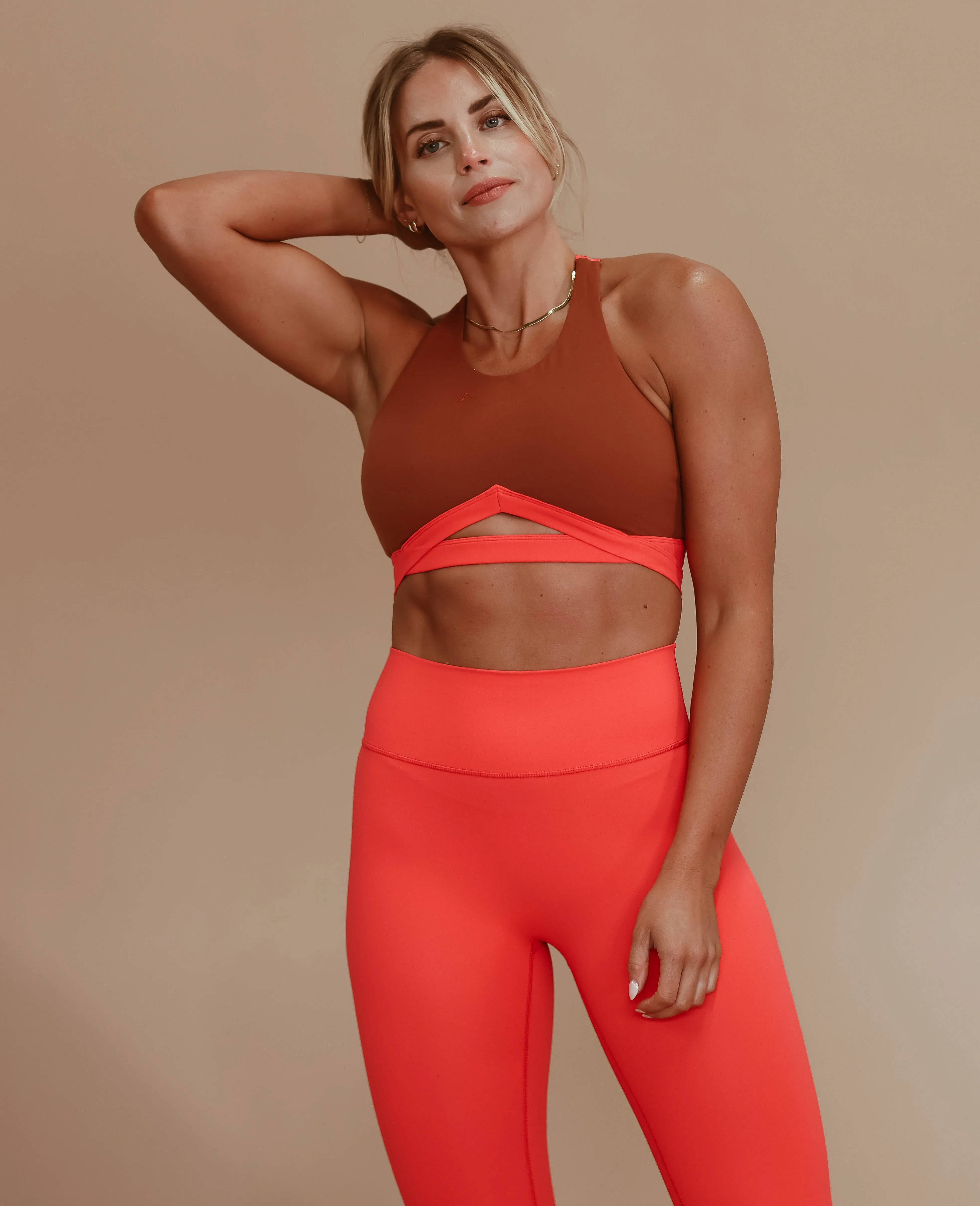 High Neck Keyhole Top - Hibiscus