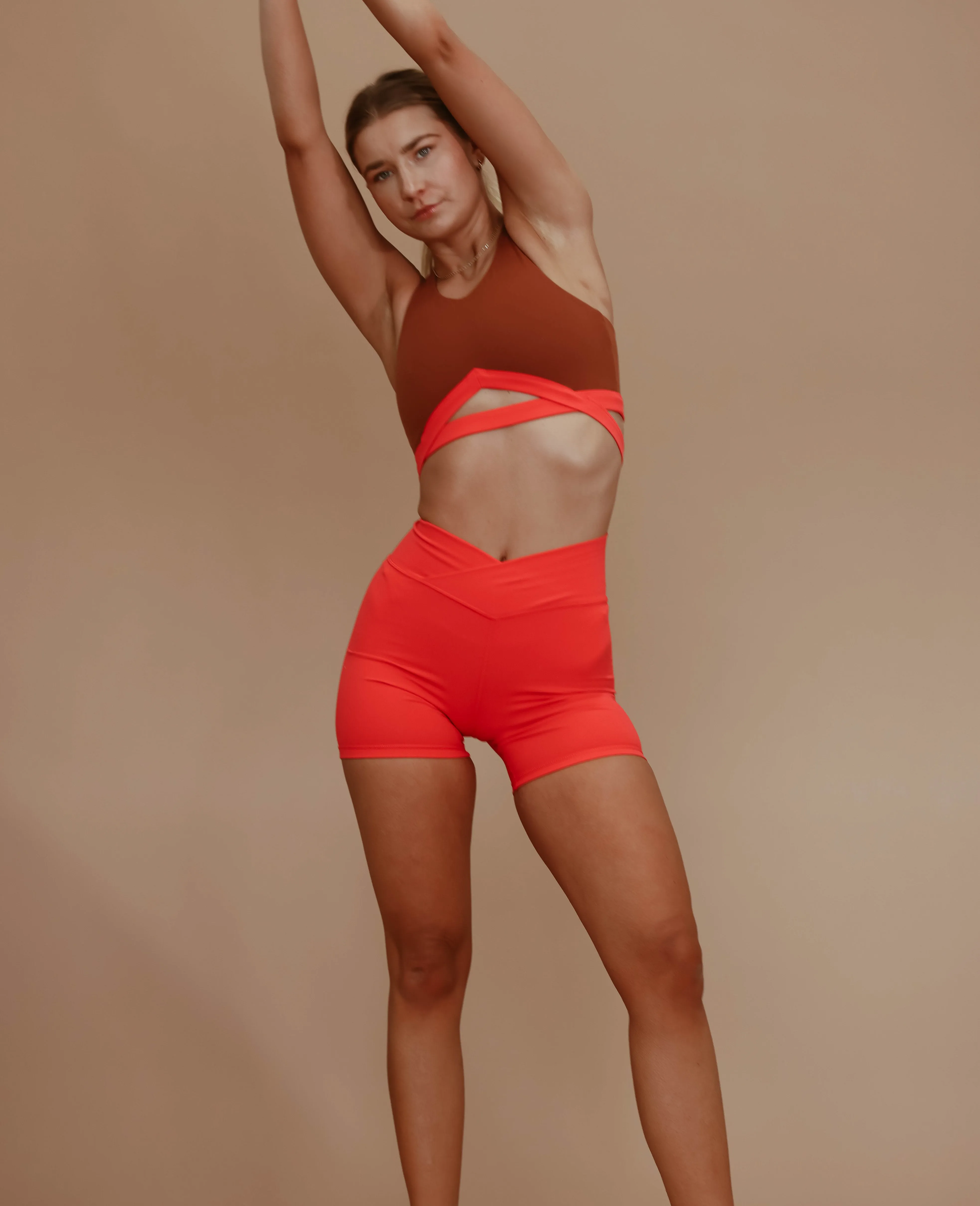 High Neck Keyhole Top - Hibiscus