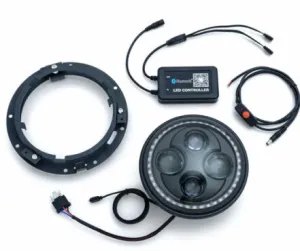 Kuryakyn Orbit Prism 7" LED Motorcycle Headlight with White LED Halo Ring