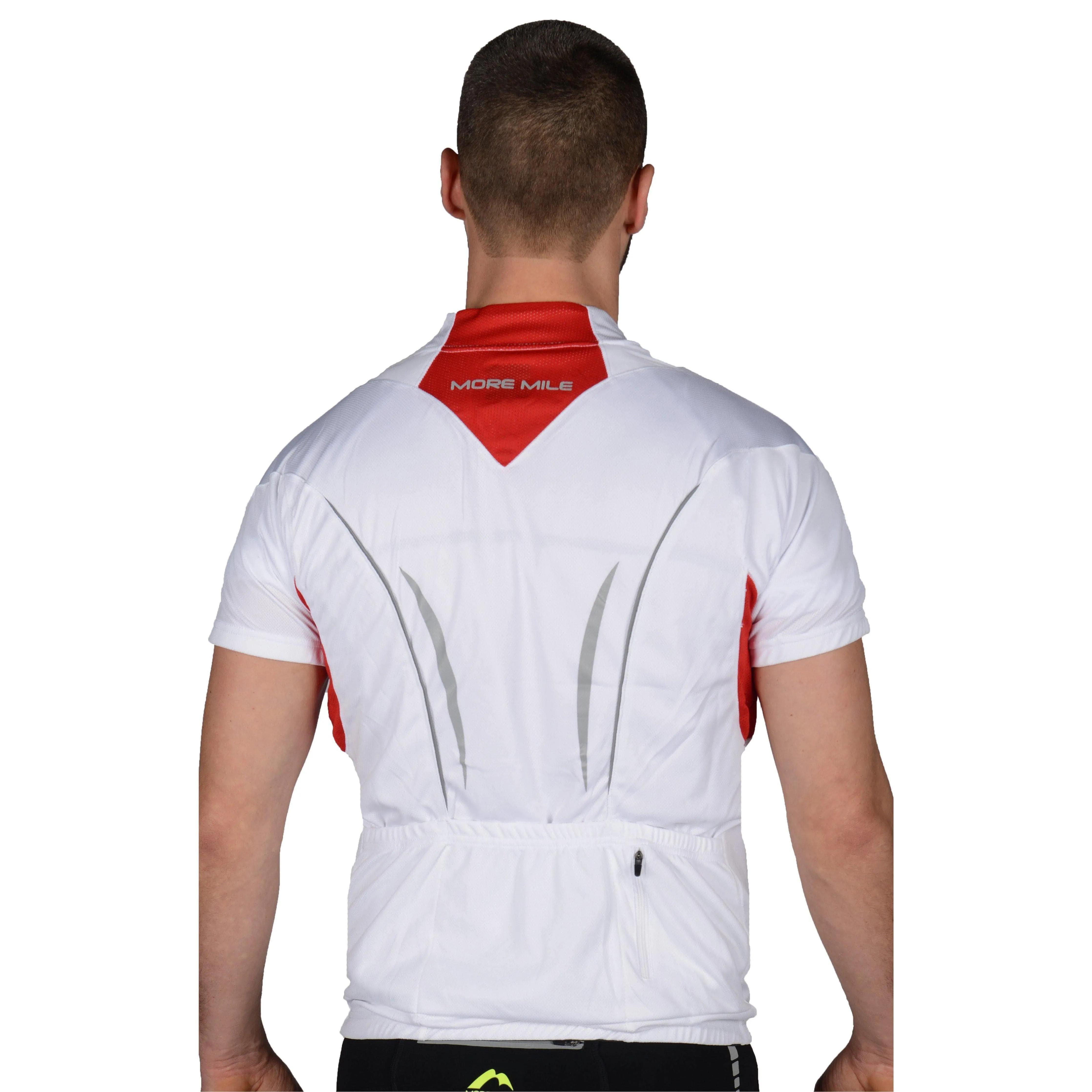 More Mile Short Sleeve Half Zip Mens Cycling Jersey - White
