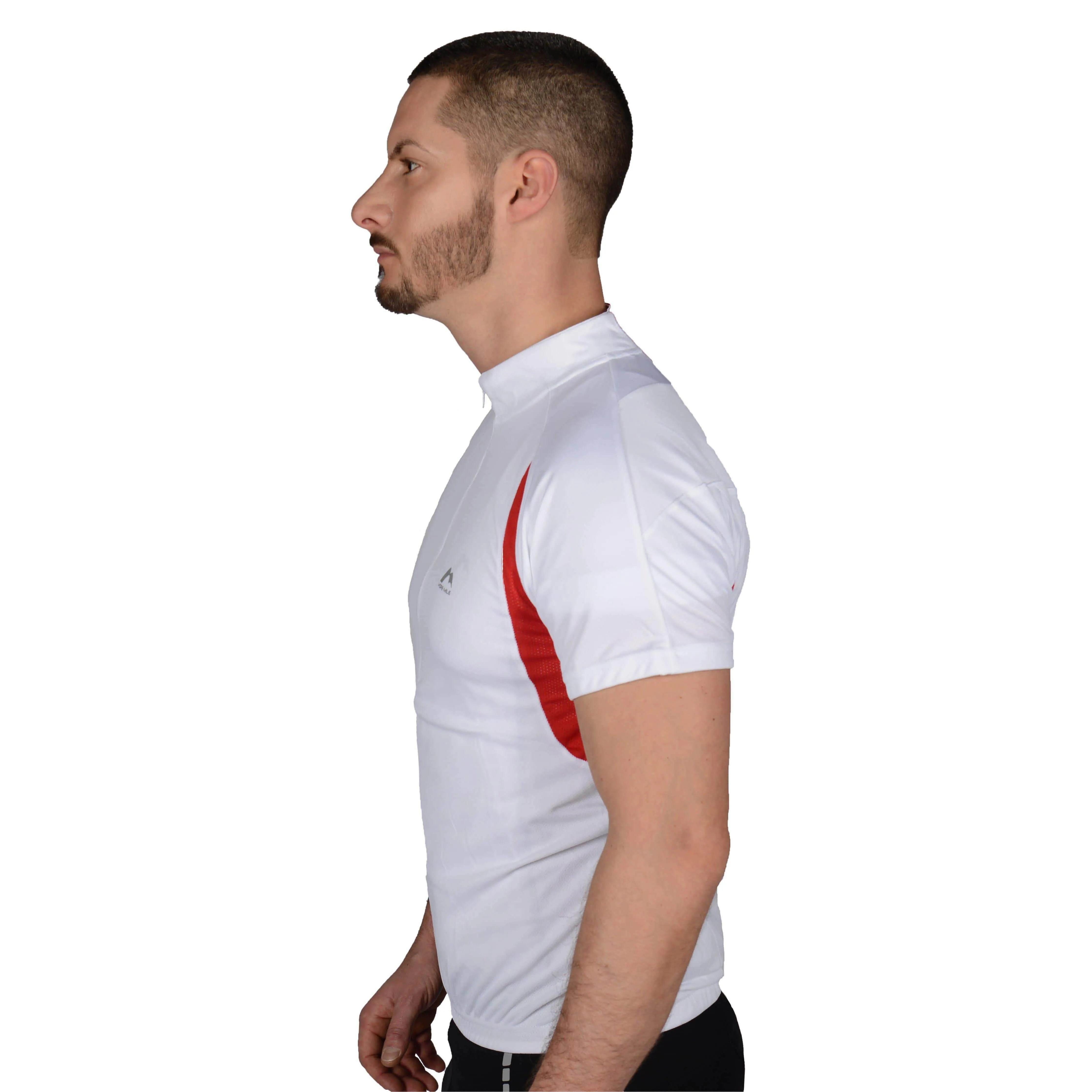More Mile Short Sleeve Half Zip Mens Cycling Jersey - White