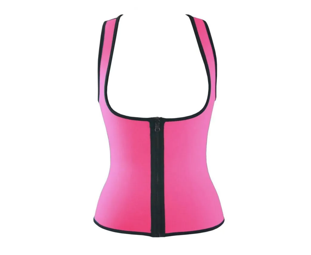 Neoprene Under Bust Zippered Waist Training Vest -Black, Green, Orange, Pink, or Yellow