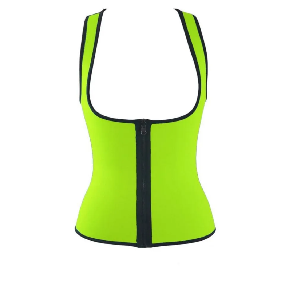 Neoprene Under Bust Zippered Waist Training Vest -Black, Green, Orange, Pink, or Yellow