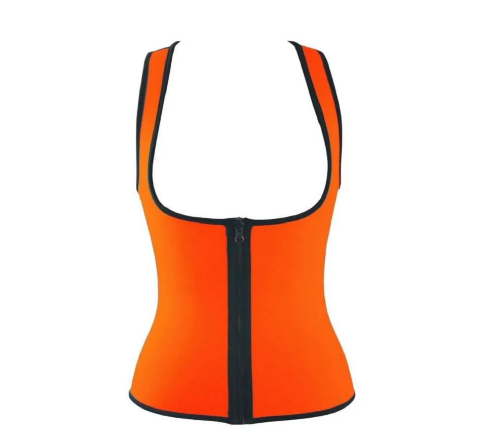Neoprene Under Bust Zippered Waist Training Vest -Black, Green, Orange, Pink, or Yellow
