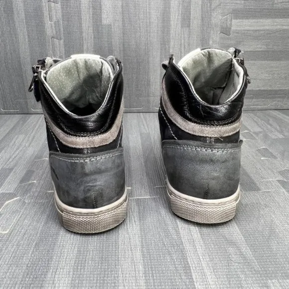 NERO GIARDINI Italy  High Top Leather Sneakers Blue  Boys Size 37 / 5