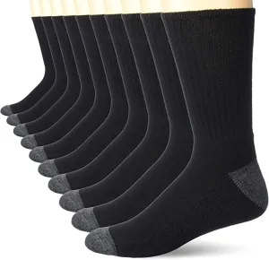 New in package! Amazon Essentials mens 10-Pack Cotton Half Cushioned Crew Socks, Shoes Sz 6-12!