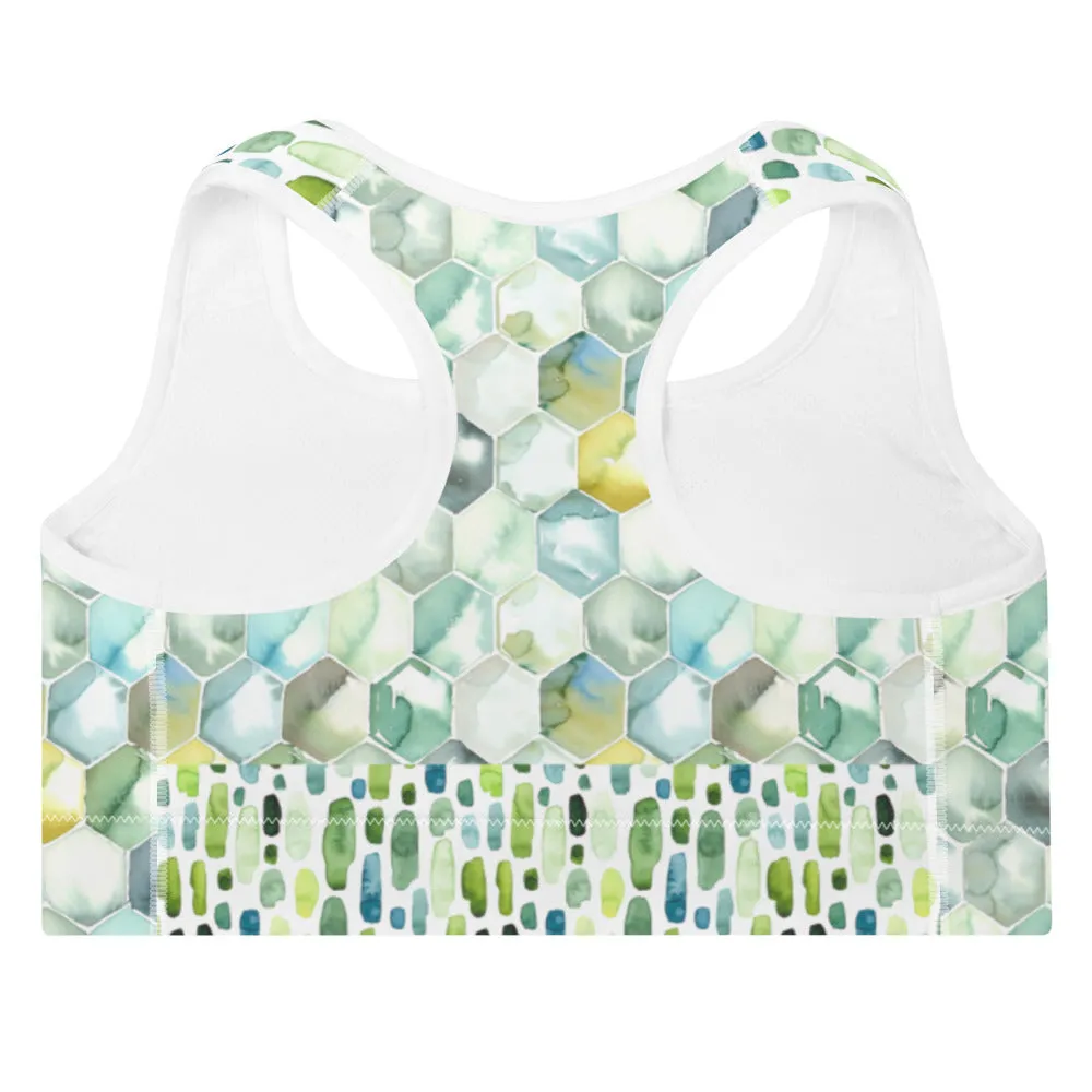 Watercolor Hexagons - Padded Sports Bra