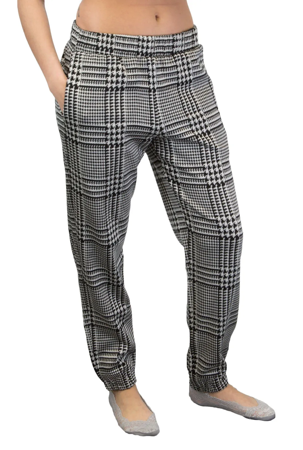 WESLEY X BANDIER Women's Vine Sweatpants, Black Plaid, Small
