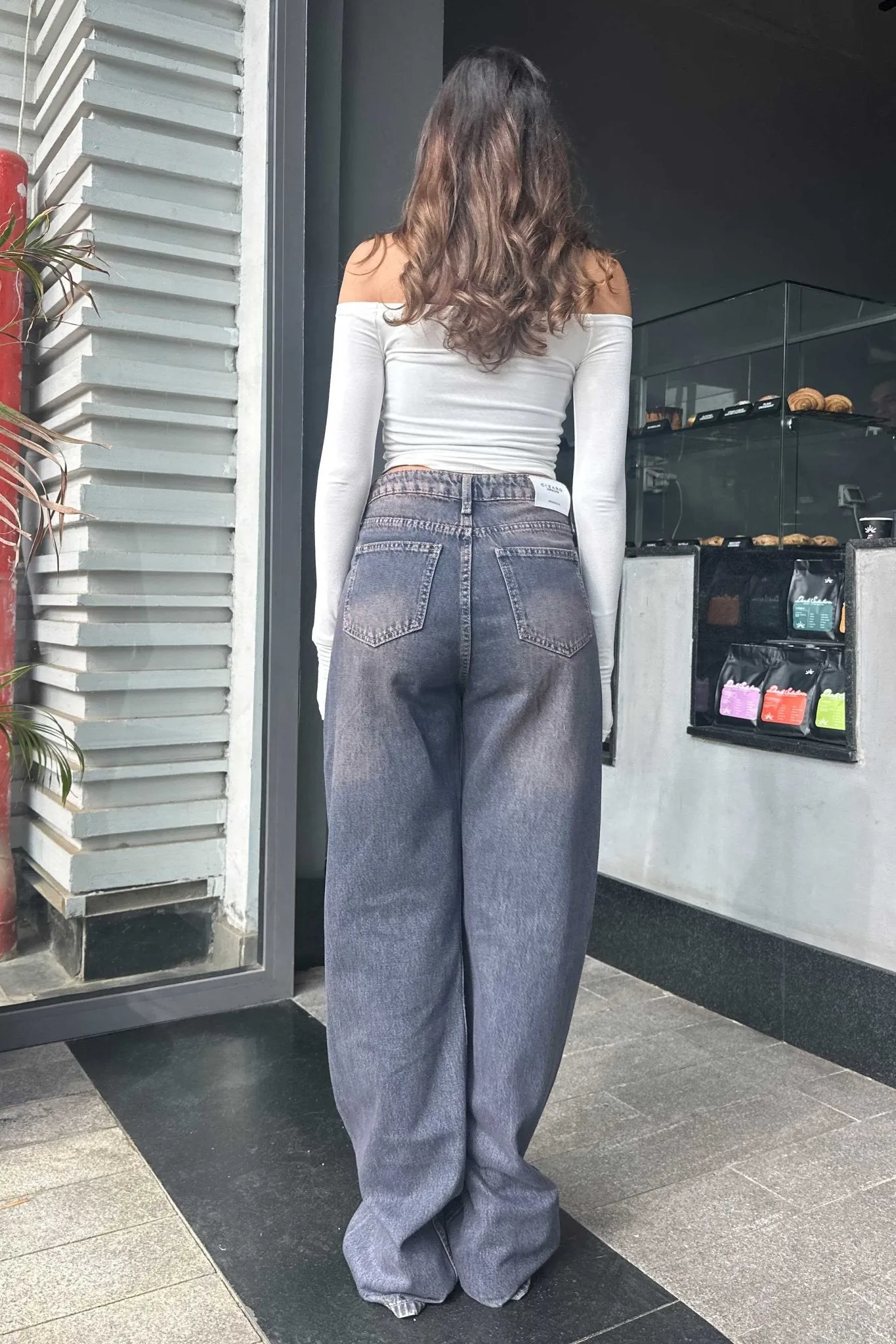 Wide-Leg Jeans -  pink Tinted Vintage Blue