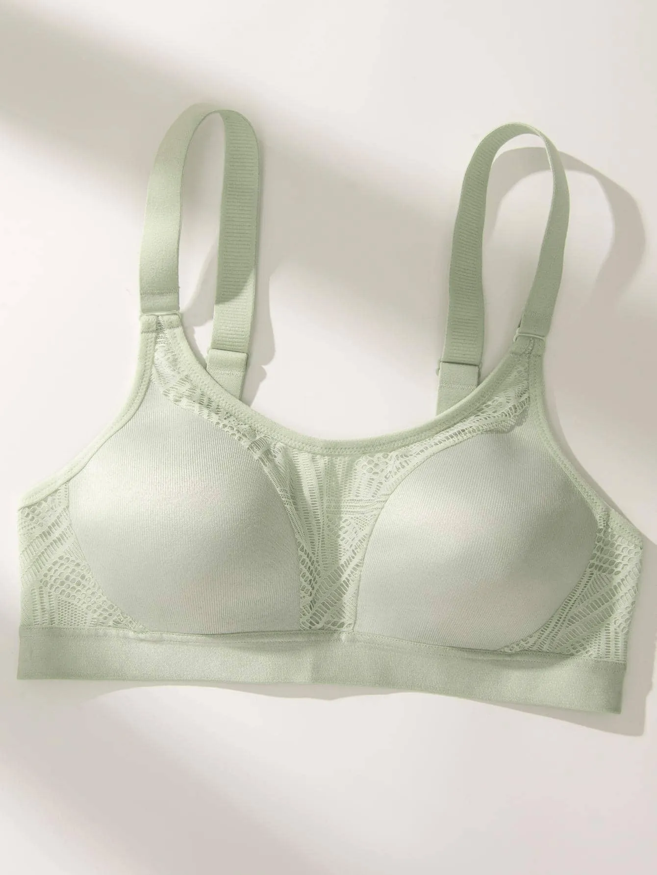 Wireless Full Coverage Workout Bra No Padded Plus Size Cross Back Exercise Sports Bra Green