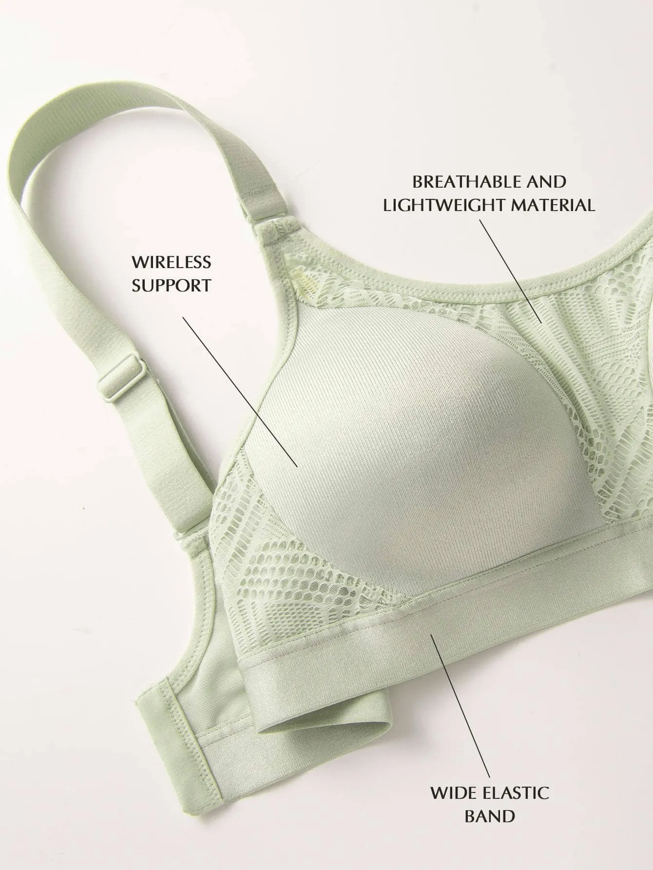 Wireless Full Coverage Workout Bra No Padded Plus Size Cross Back Exercise Sports Bra Green