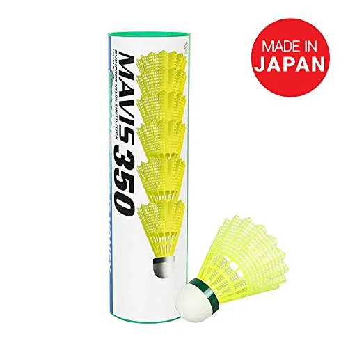 Yonex BG 65 Nylon Badminton String, Senior 0.70mm (White) Yonex Mavis 350 Green Cap Nylon Shuttlecock (Yellow)