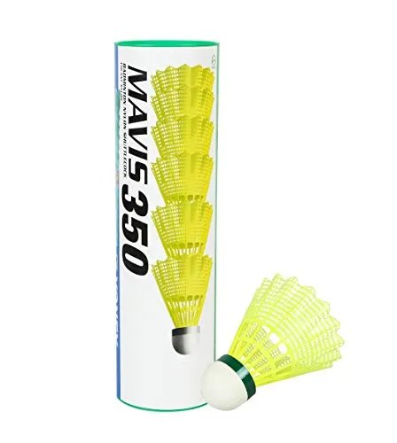Yonex BG 65 Nylon Badminton String, Senior 0.70mm (White) Yonex Mavis 350 Green Cap Nylon Shuttlecock (Yellow)